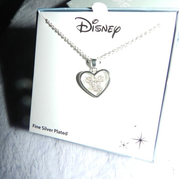Disney Minnie Mouse Fine Silver Embossed Heart Necklace NWT/NEW - Picture 3 of 10